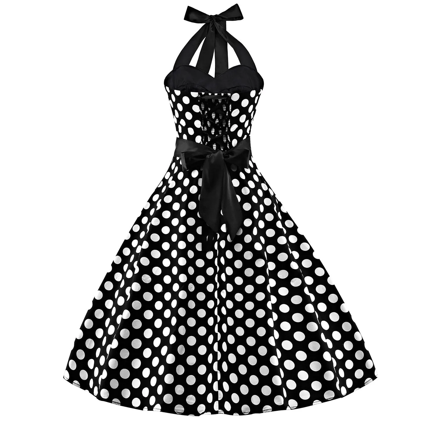 Sleeveless Polka Dot 50s Inspired Vintage Rockabilly Swing Dresses