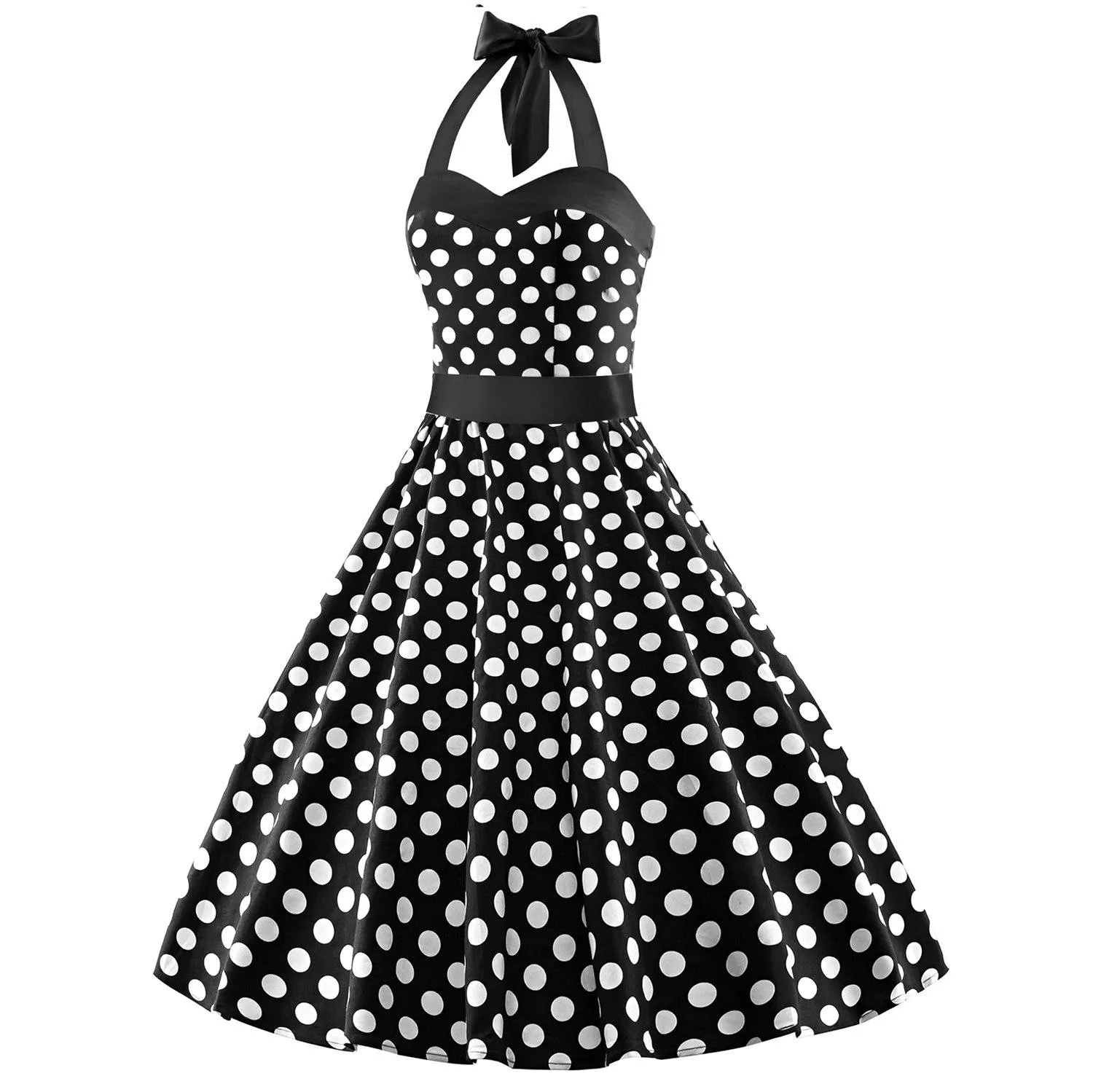 Sleeveless Polka Dot 50s Inspired Vintage Rockabilly Swing Dresses