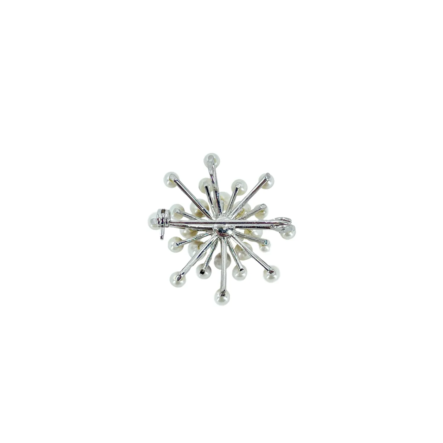 Snowflake Burst Japanese Saltwater Akoya Vintage Cultured Pearl Brooch Pendant- Sterling Silver