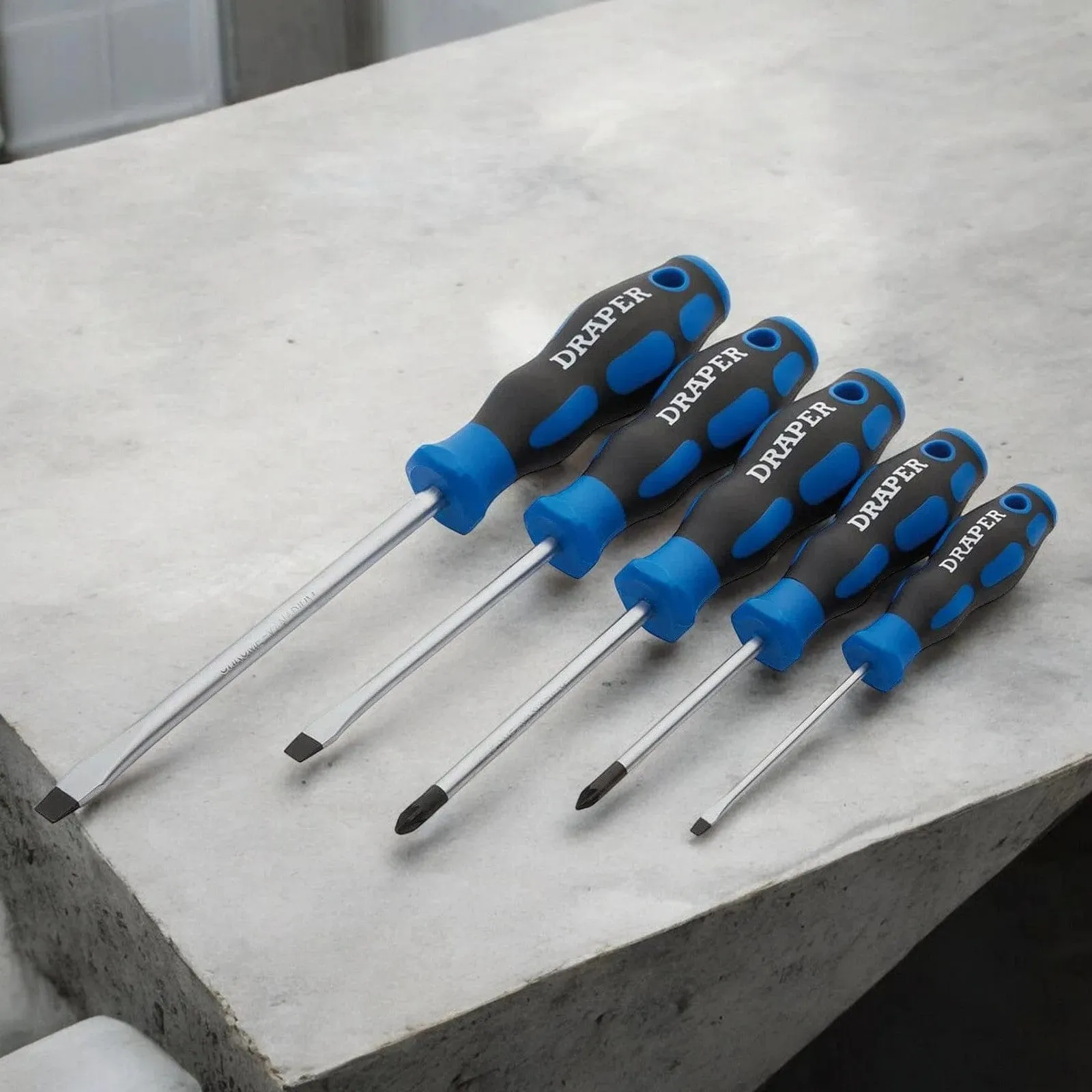 Soft Grip Screwdriver Set Draper 09783 5Pc - 3 x Plain Slot - 2 X PZ Type