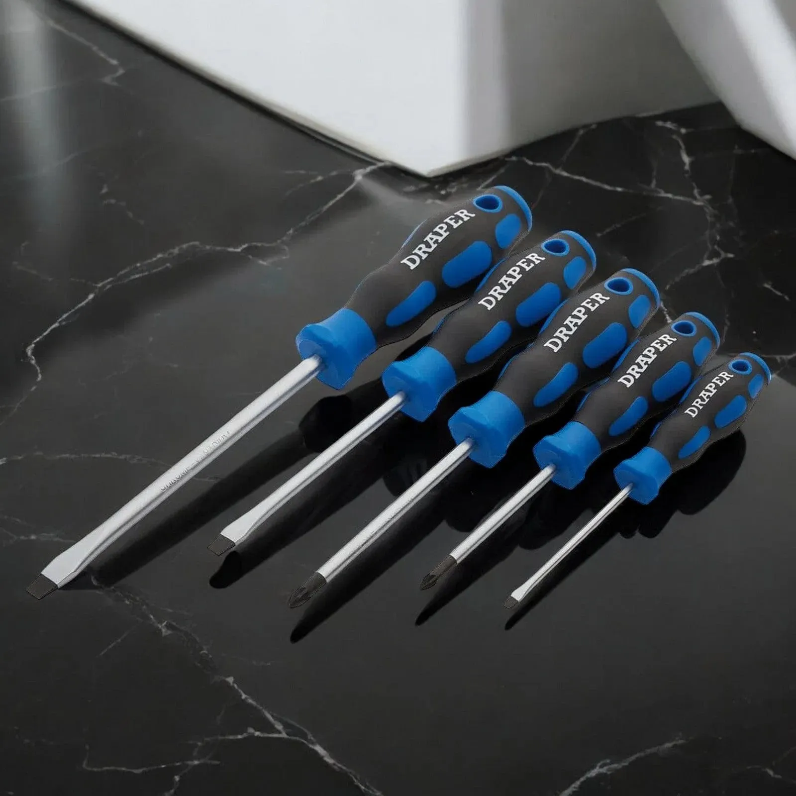 Soft Grip Screwdriver Set Draper 09783 5Pc - 3 x Plain Slot - 2 X PZ Type