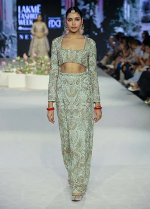 Soha mint embroidered choli and skirt