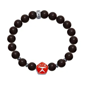 SOKOLOV JUST - State Quality Mark Of The USSR Garnet Bracelet, 925 Silver With Enamel, Deep Red
