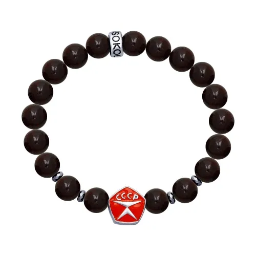 SOKOLOV JUST - State Quality Mark Of The USSR Garnet Bracelet, 925 Silver With Enamel, Deep Red