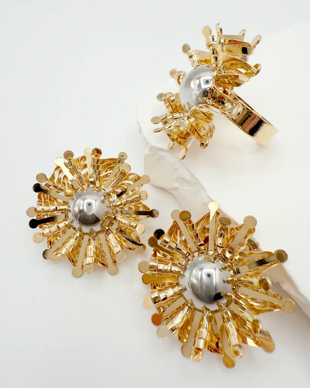 Solar Radiance Earrings – Gold and Silver-Plated Hypoallergenic Brass