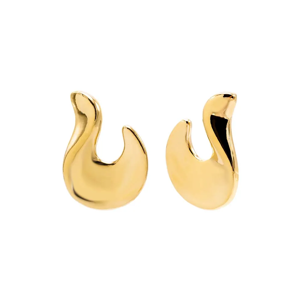 Solid Graduated Curved On The Ear Stud Earring