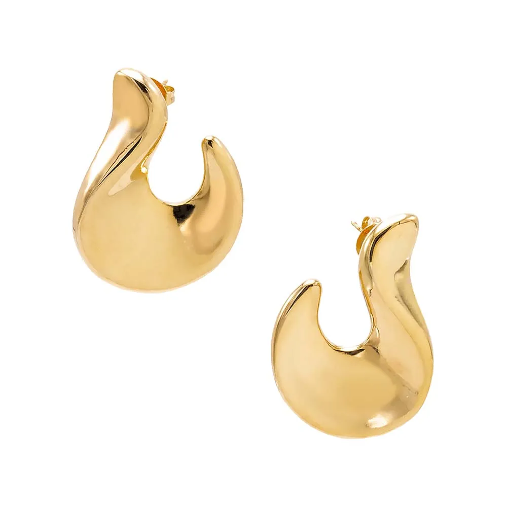 Solid Graduated Curved On The Ear Stud Earring