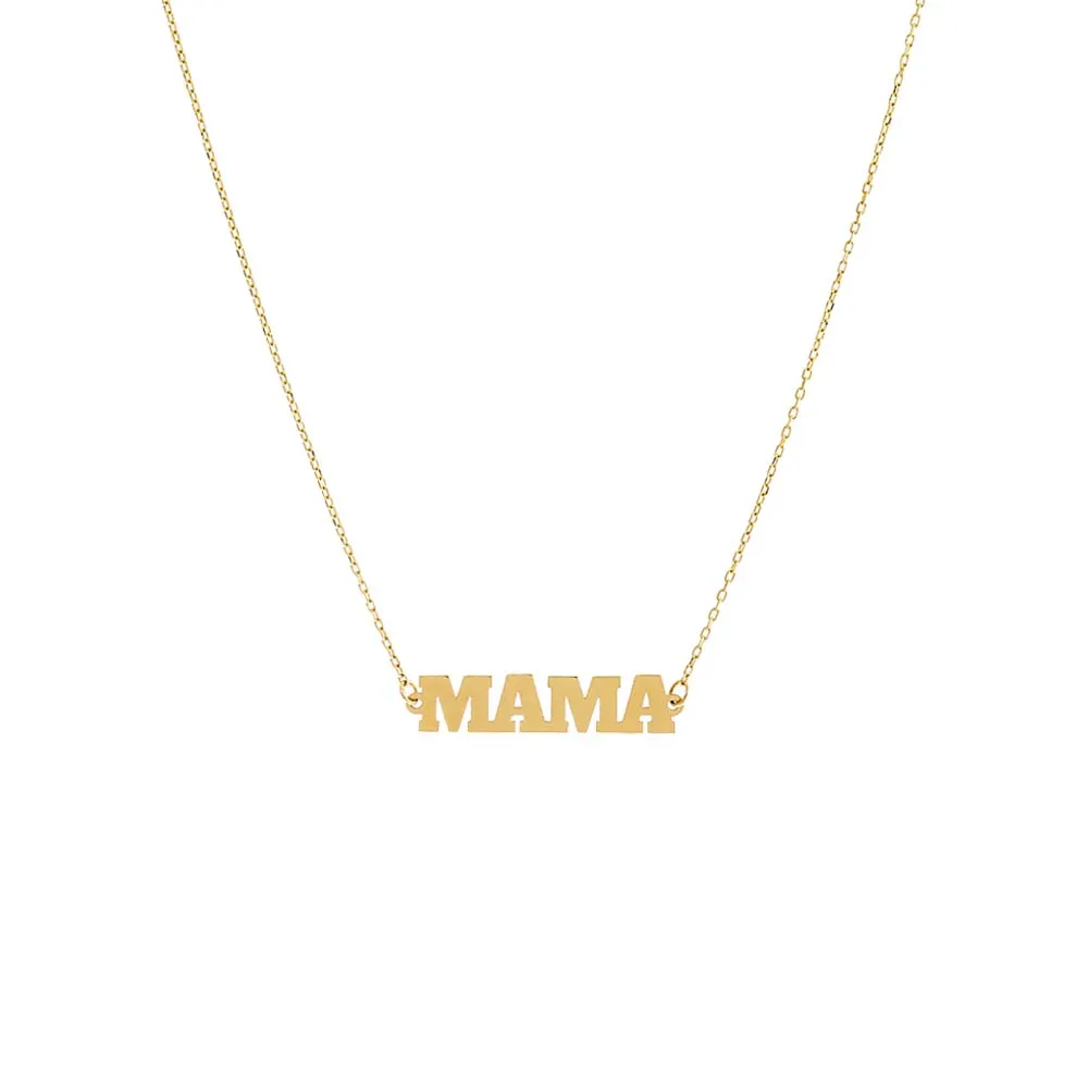 Solid Mama Nameplate Necklace 14K