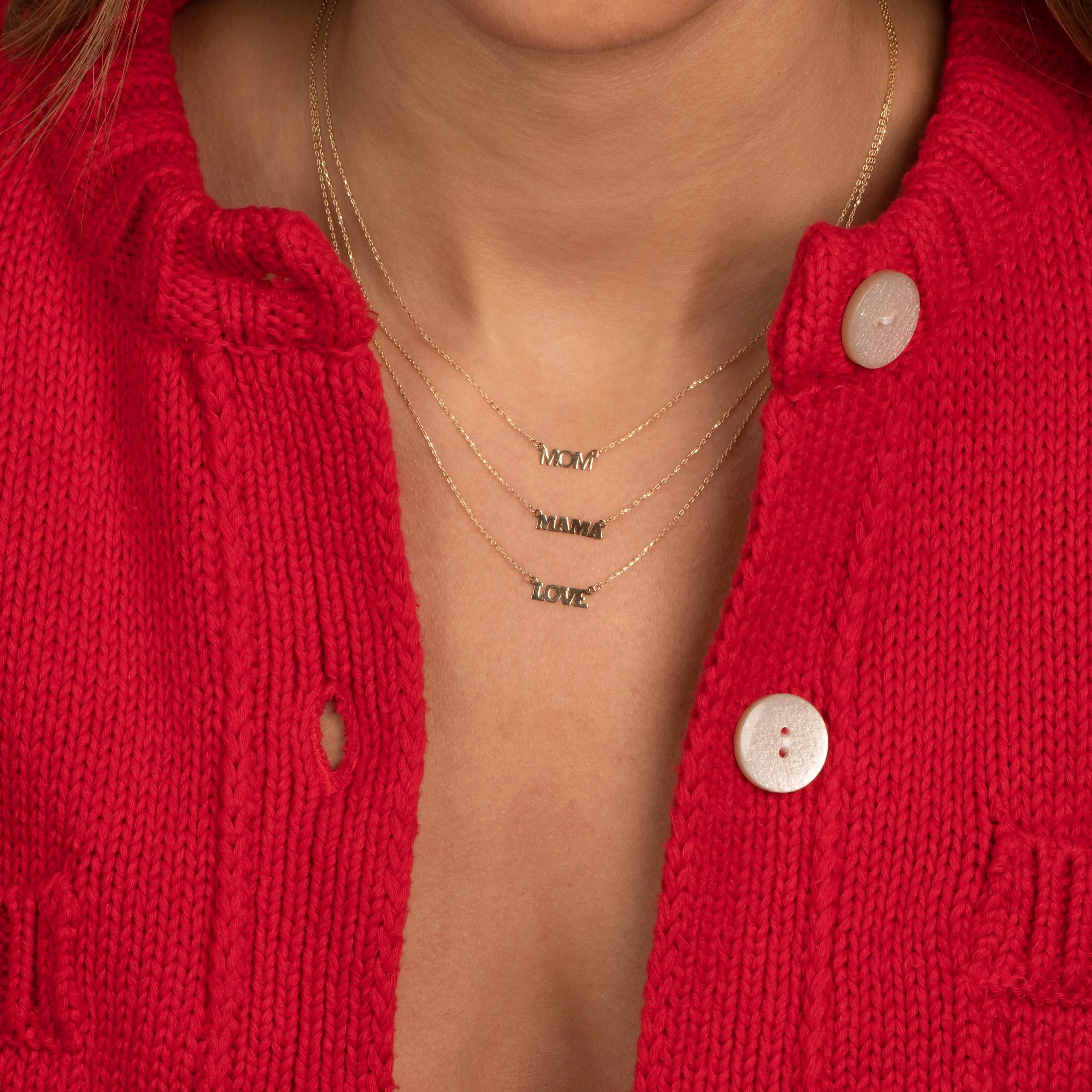 Solid Mama Nameplate Necklace 14K