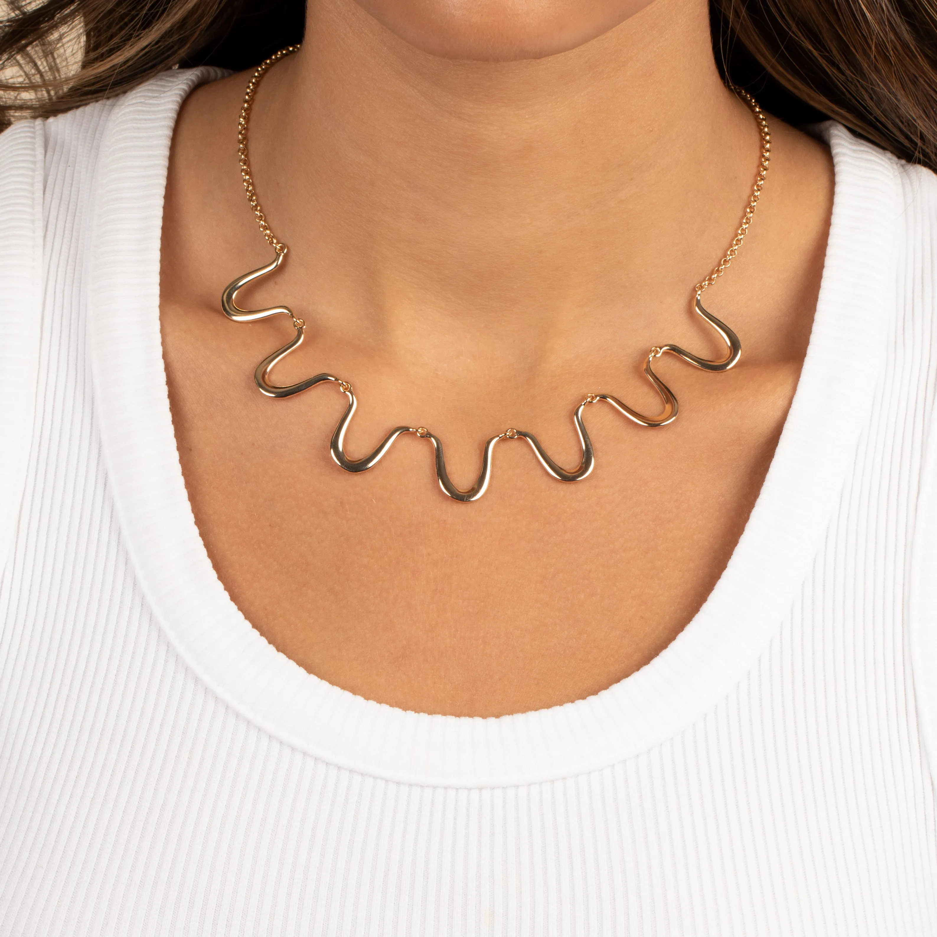 Solid Squiggly Half Chain Necklace