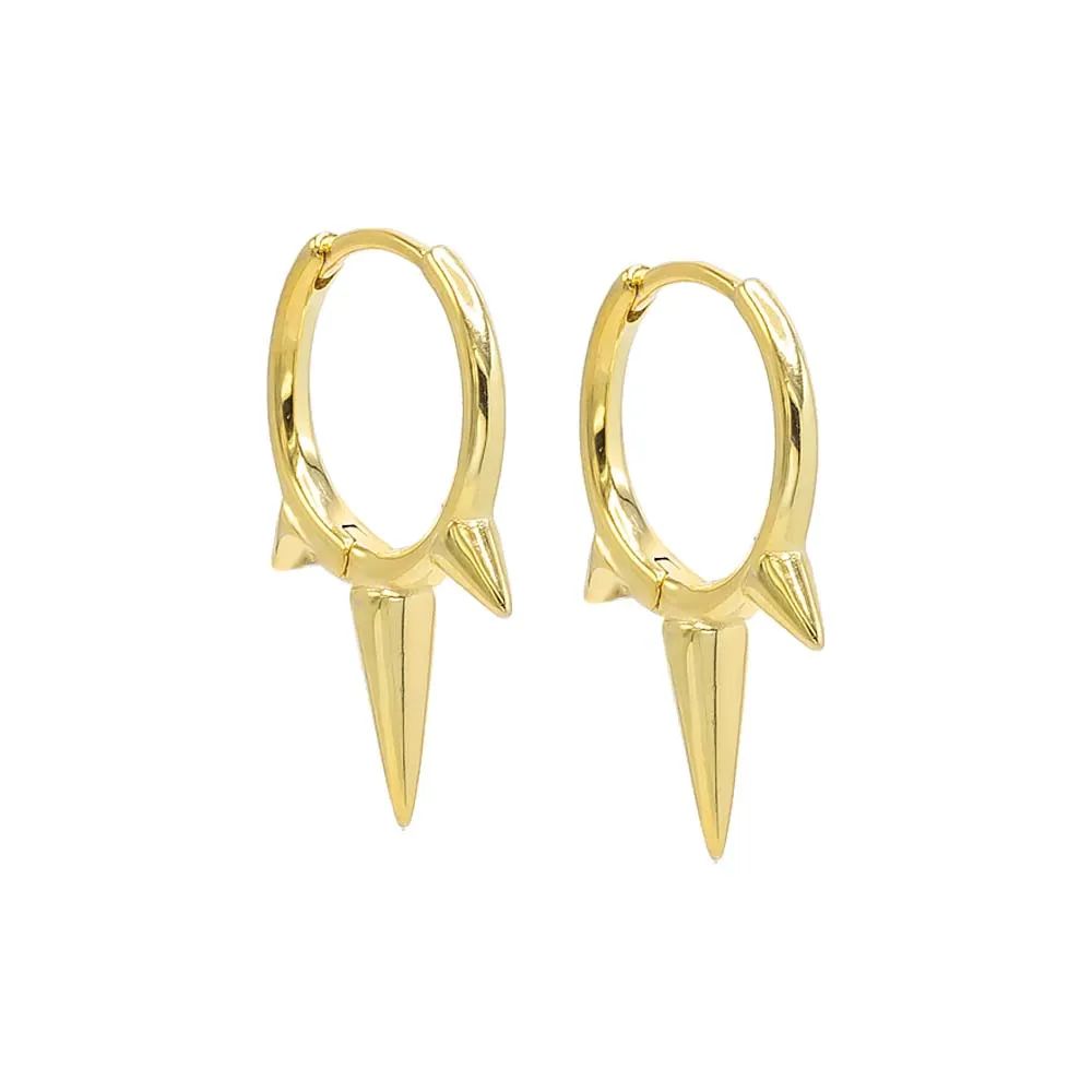 Solid Triple Spike Huggie Earring
