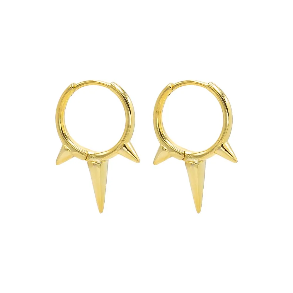 Solid Triple Spike Huggie Earring
