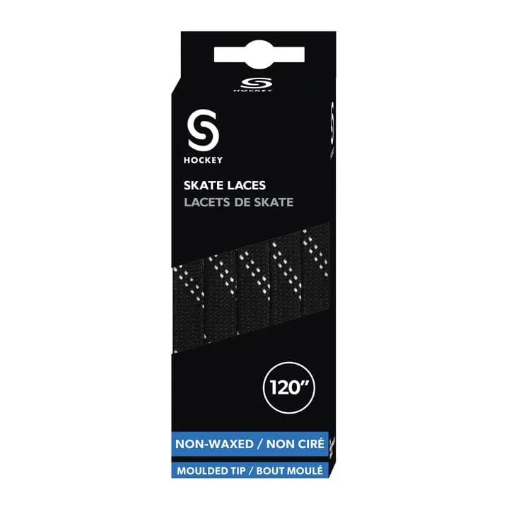 Source for Sports Molded Tip Hockey Skate Laces - Black / White