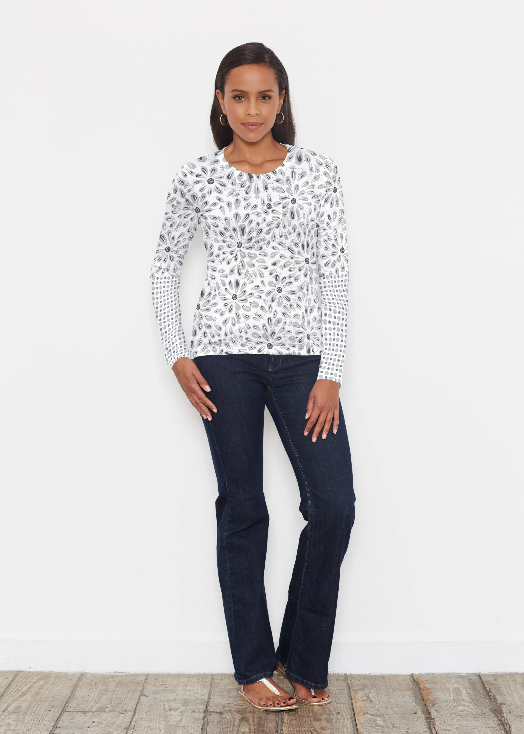 Splashy Dots Black (7921) ~ Signature Long Sleeve Crew Shirt