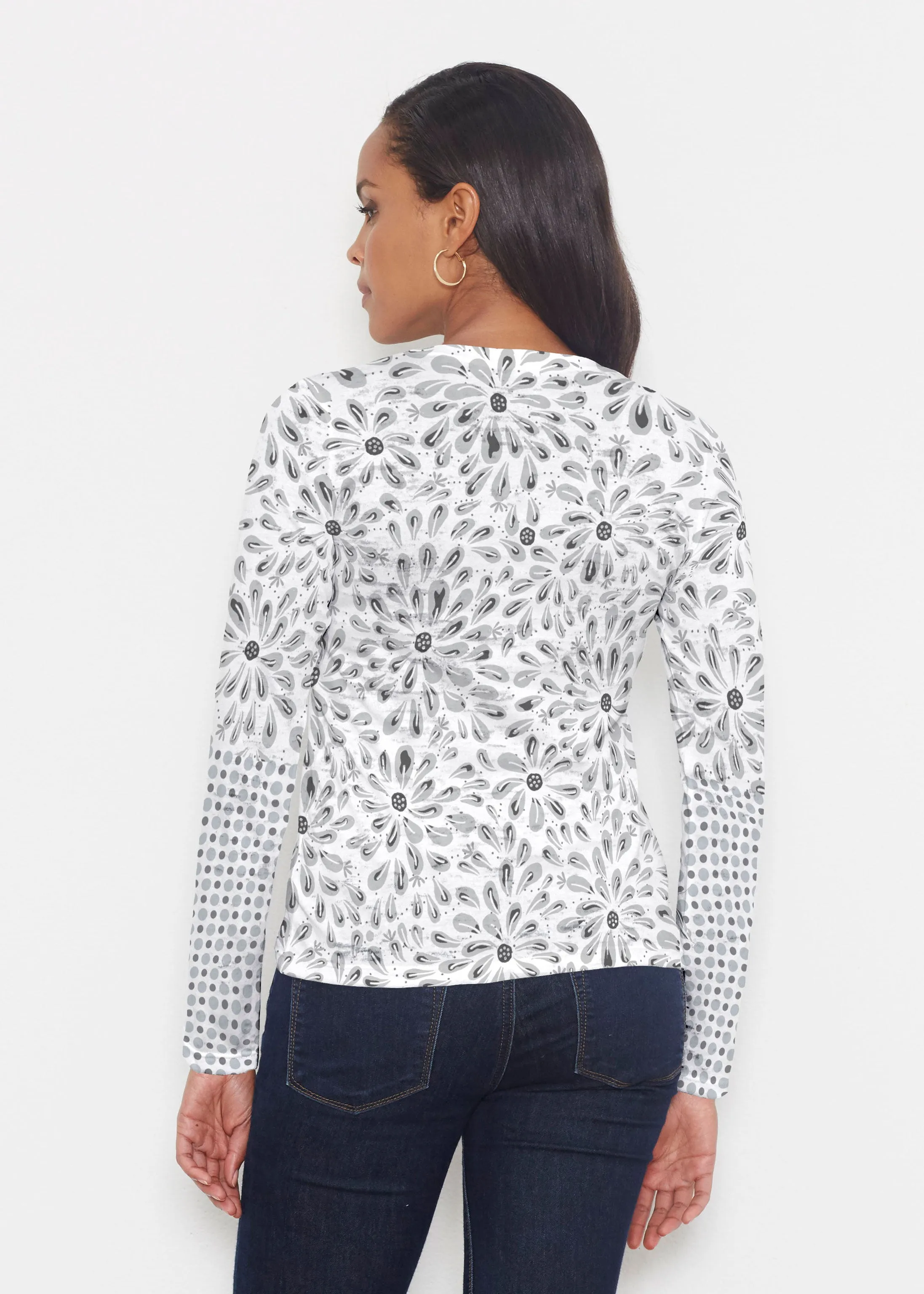 Splashy Dots Black (7921) ~ Signature Long Sleeve Crew Shirt