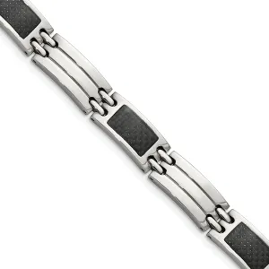 Stainless Steel Black Carbon Fiber Bracelet