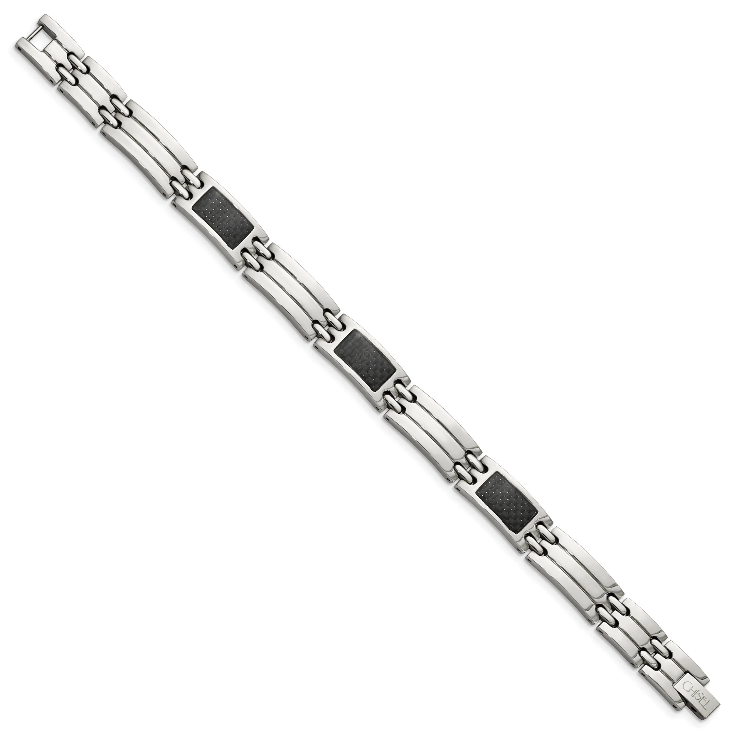 Stainless Steel Black Carbon Fiber Bracelet
