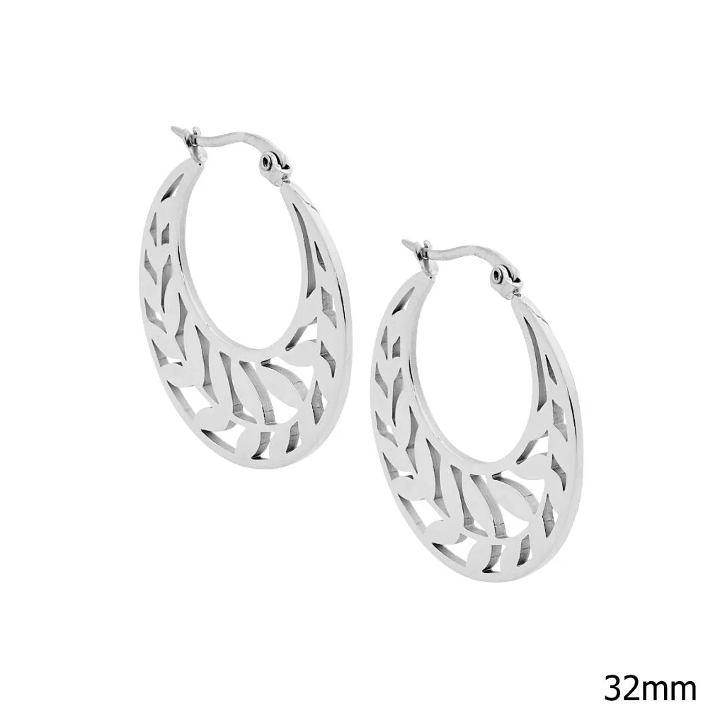 Stainless Steel Gold IP Plated Double Open Oval Earrings SE241G