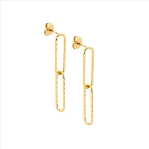 Stainless Steel Gold IP Plated Double Open Oval Earrings SE241G