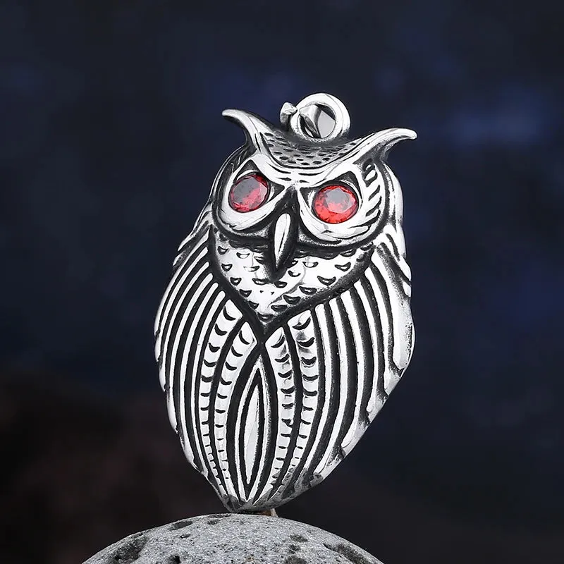 Stainless Steel Ol Pendant With Red Eye Zircon Necklace  Fashion Jewelry Chain Accessories For Teens