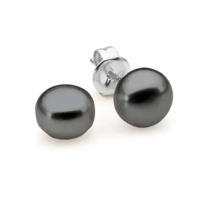 Sterling Silver Button Studs with Black Fresh Water Pearl