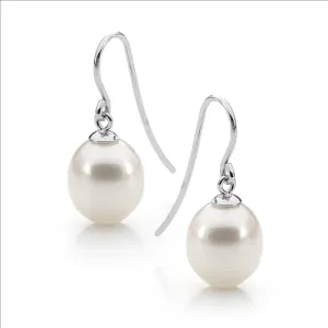 Sterling Silver Hook Earrings with Freshwater Pearl 9mm