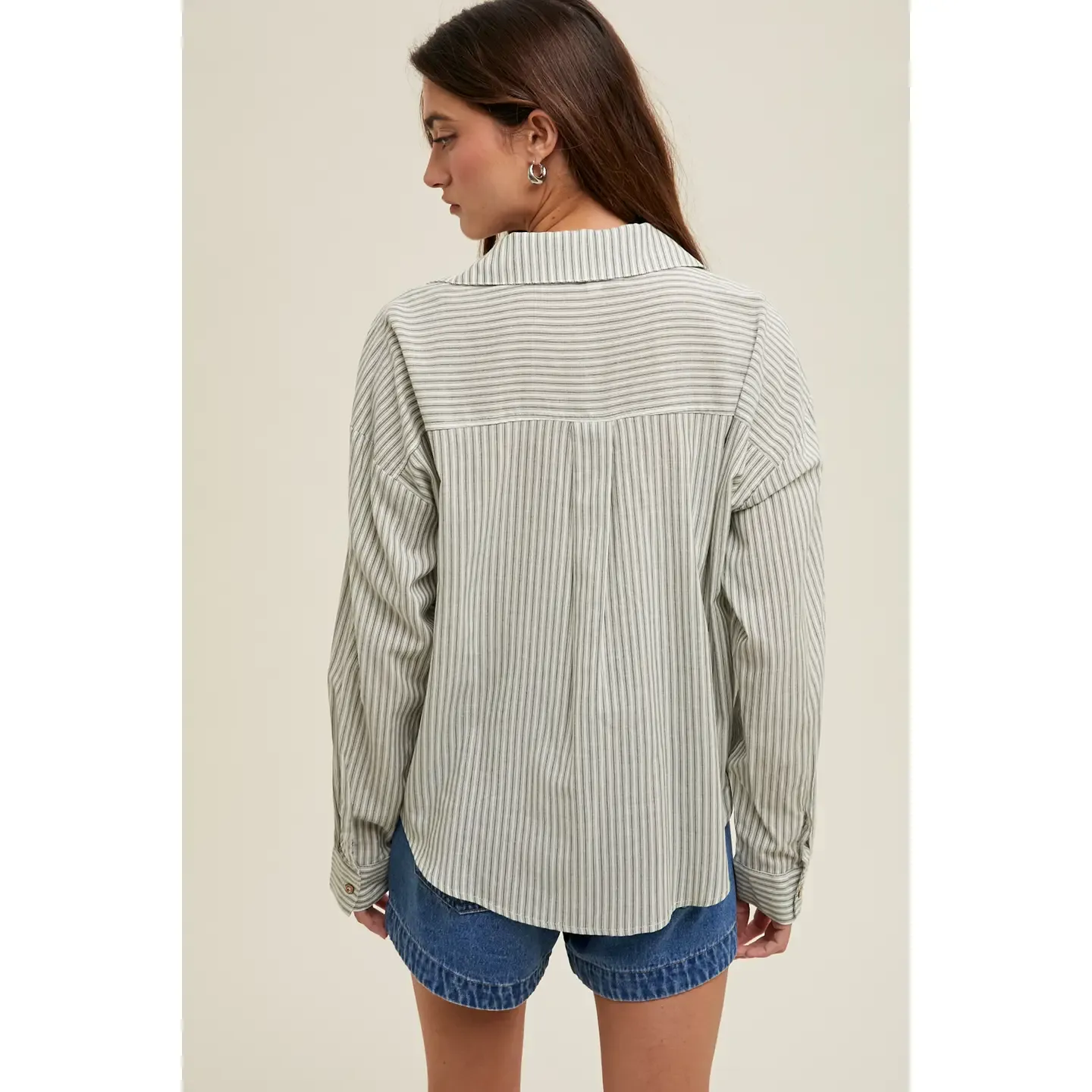 Striped Twisted Button-Up Blouse
