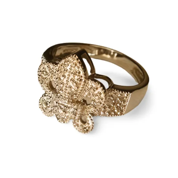 Stunning Estate 14K White Gold Diamond Fleur-de-lis Fleur de lis Ring