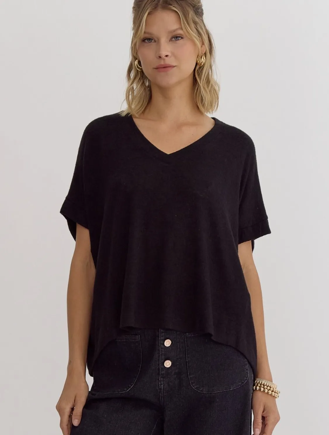 Super Soft Knit V-Neck Tee