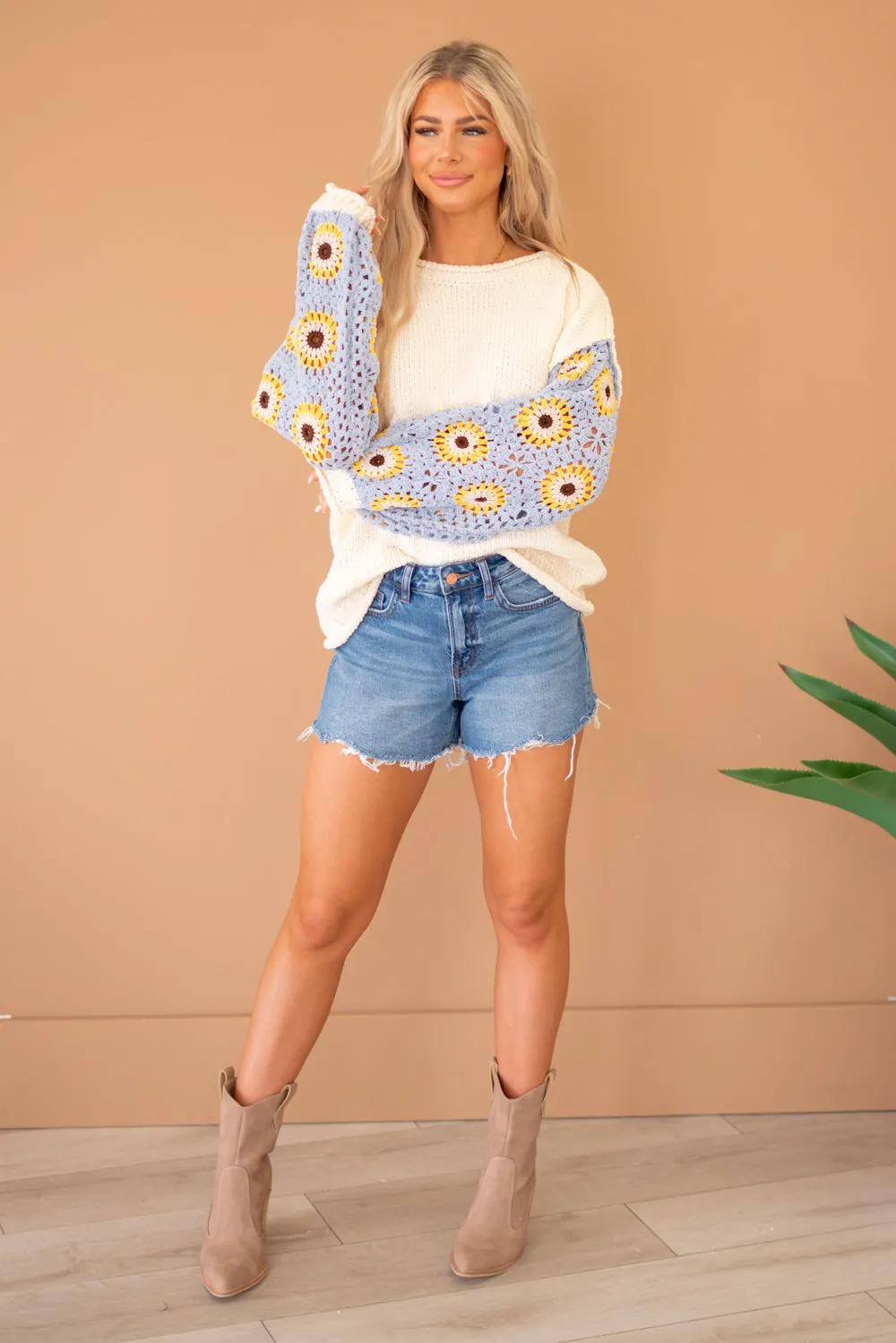 Swan River High Rise Distressed Hem A-Line Shorts