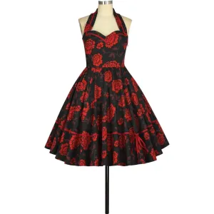 Sylvia Retro Swing Dress in Roses Print