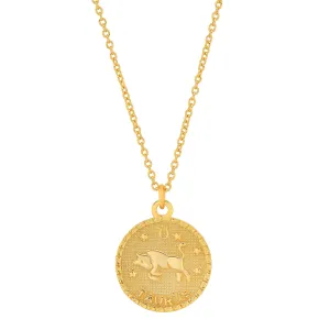 TAURUS ZODIAC MEDALLION NECKLACE, GOLD