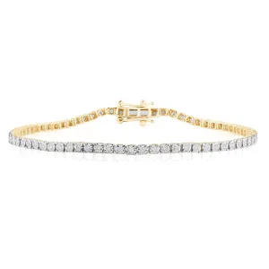 Tennis Bracelet with 1/2ct of Diamonds in 9ct Yellow Gold