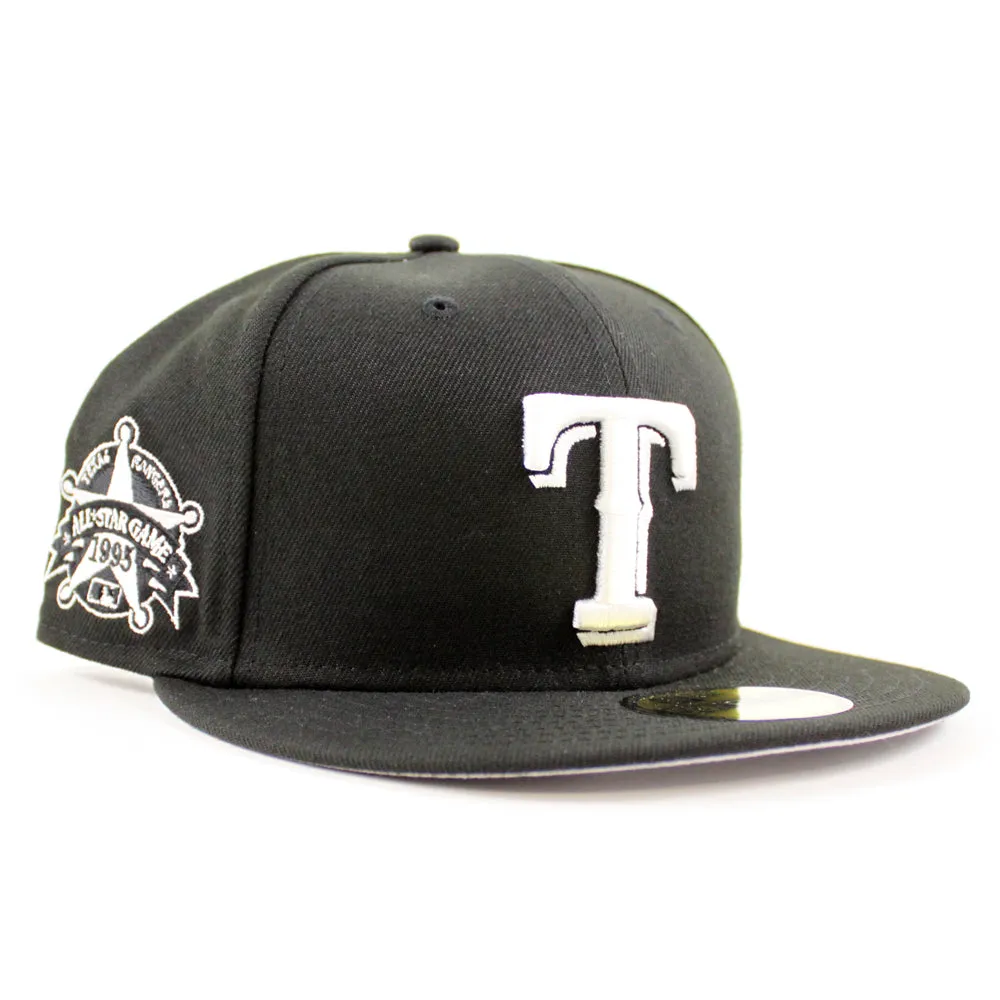 Texas Rangers World Series New Era 59Fifty Fitted hat (Black White Gray Under Brim)