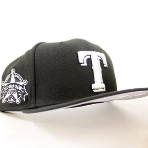 Texas Rangers World Series New Era 59Fifty Fitted hat (Black White Gray Under Brim)