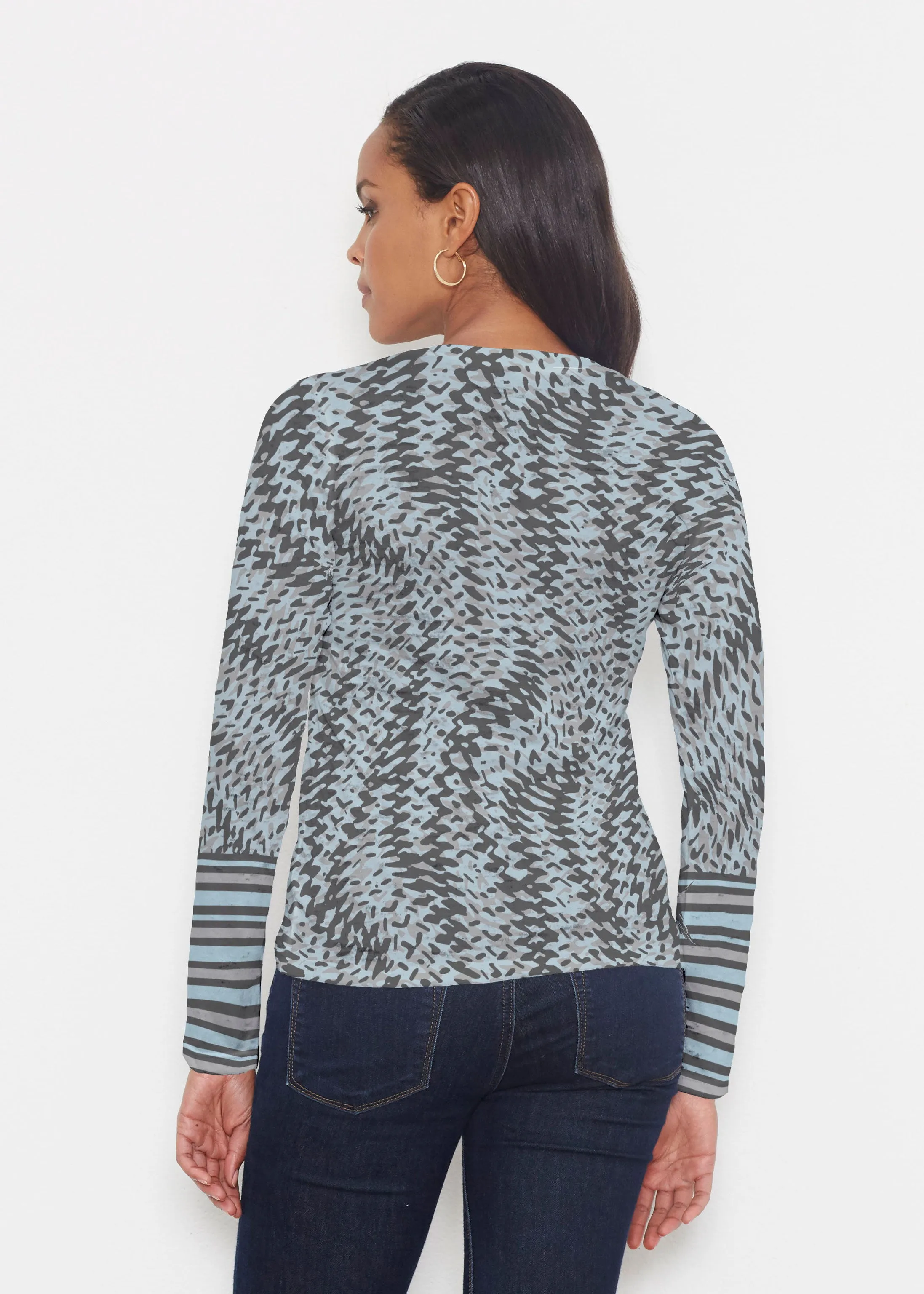 Textured Tracks Black (7720) ~ Signature Long Sleeve Crew Shirt