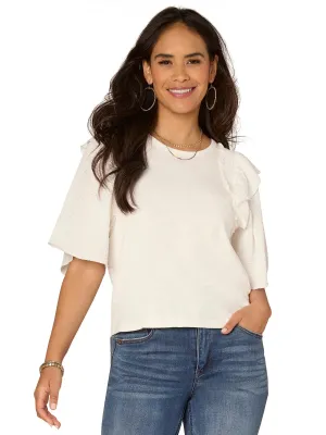 The Luella Smock Short Ruffle Sleeve Knit Top
