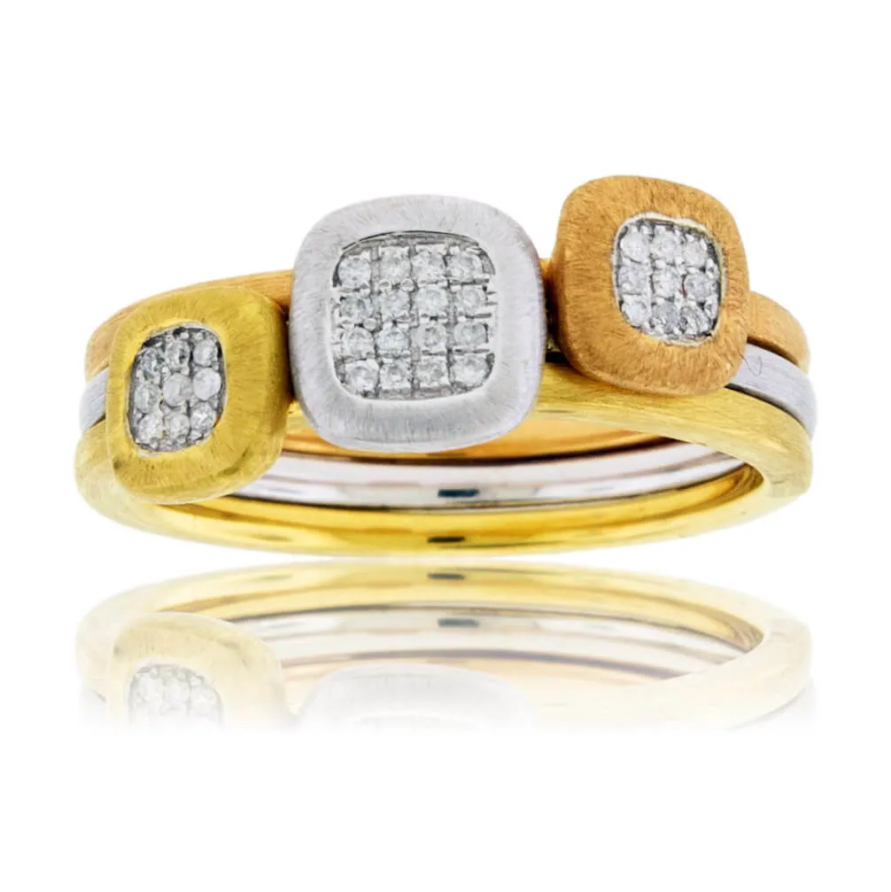 Tri Gold Diamond Fashion Stackable Ring