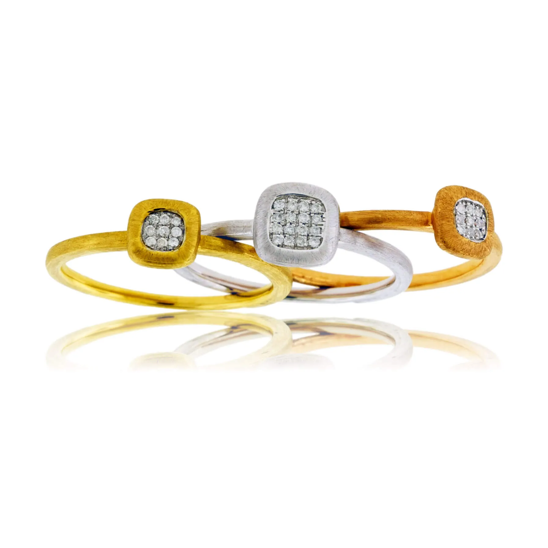 Tri Gold Diamond Fashion Stackable Ring