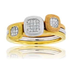 Tri Gold Diamond Fashion Stackable Ring