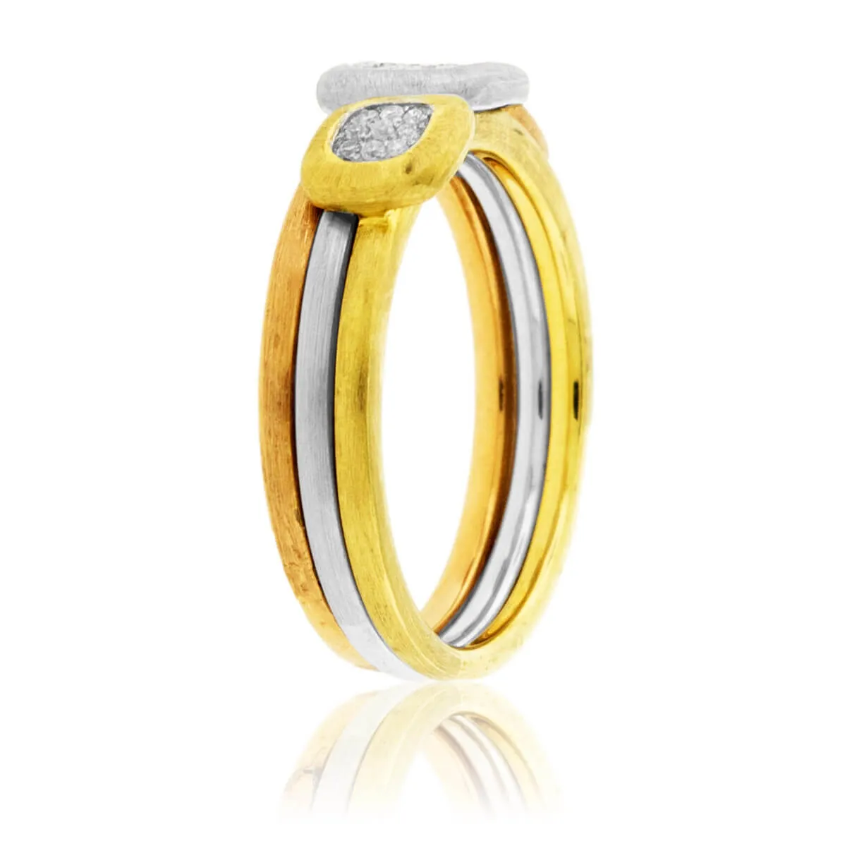 Tri Gold Diamond Fashion Stackable Ring