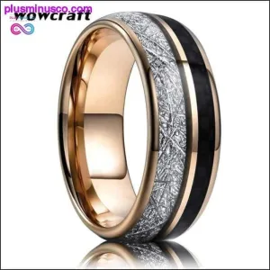 Tungsten Carbide Rose Gold Unisex Wedding Band with Carbon