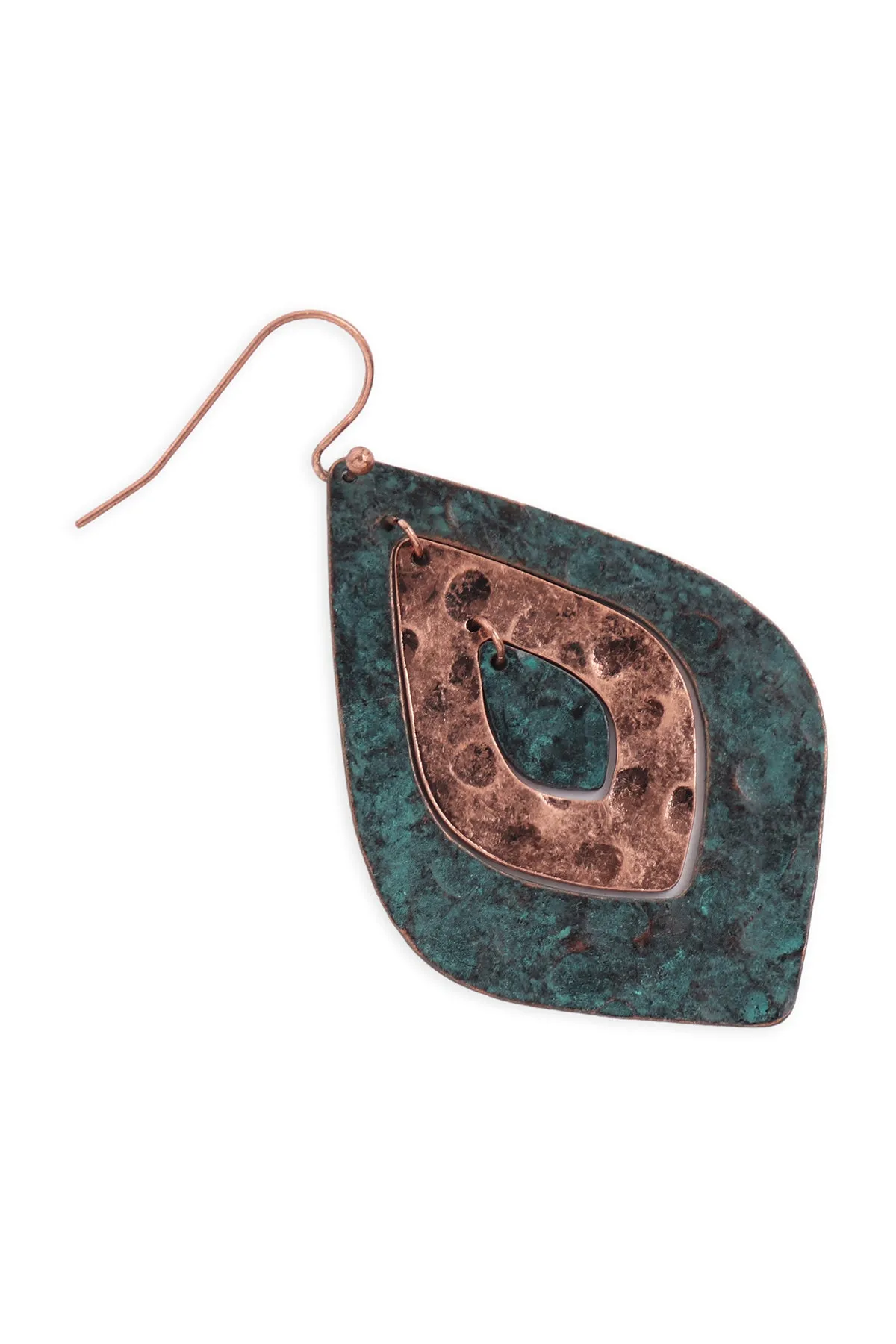 TWO TONE HAMMERRED MARQUISE SHAPE EARRINGS