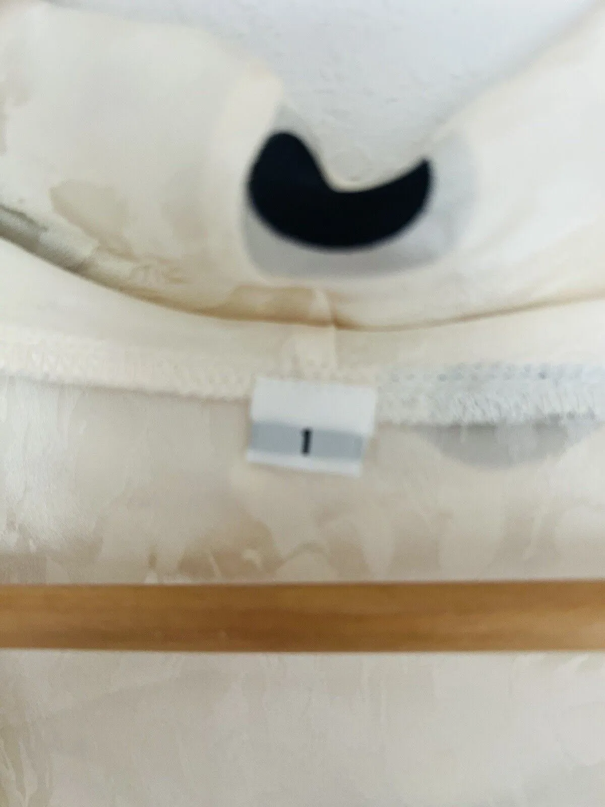 UNBRANDED Ivory Spot Black Blouse Sz 1 Cowl Neck Flowy Pullover Short Sleeve