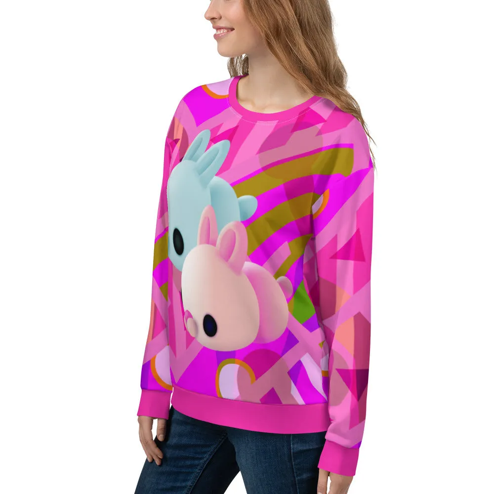 Unisex Sweatshirt, Kawaii Memphis Bunnies