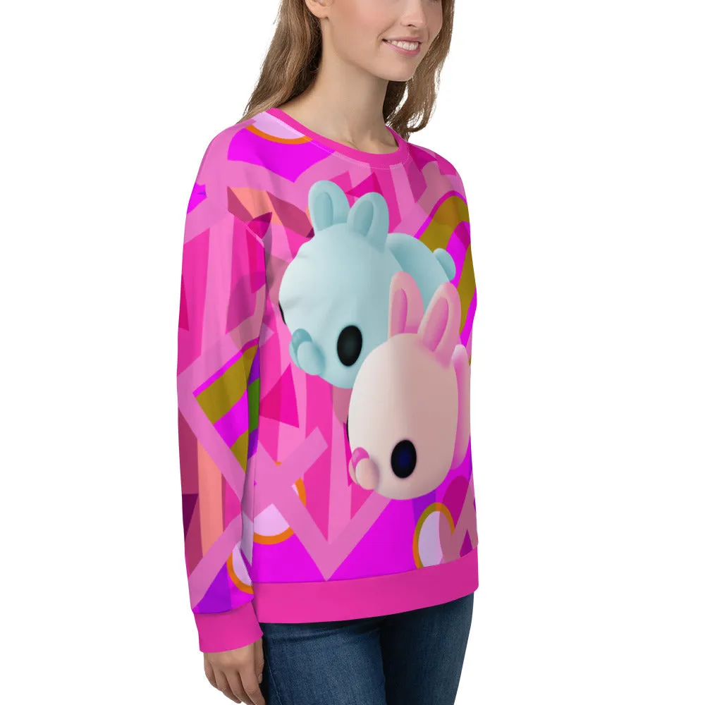 Unisex Sweatshirt, Kawaii Memphis Bunnies