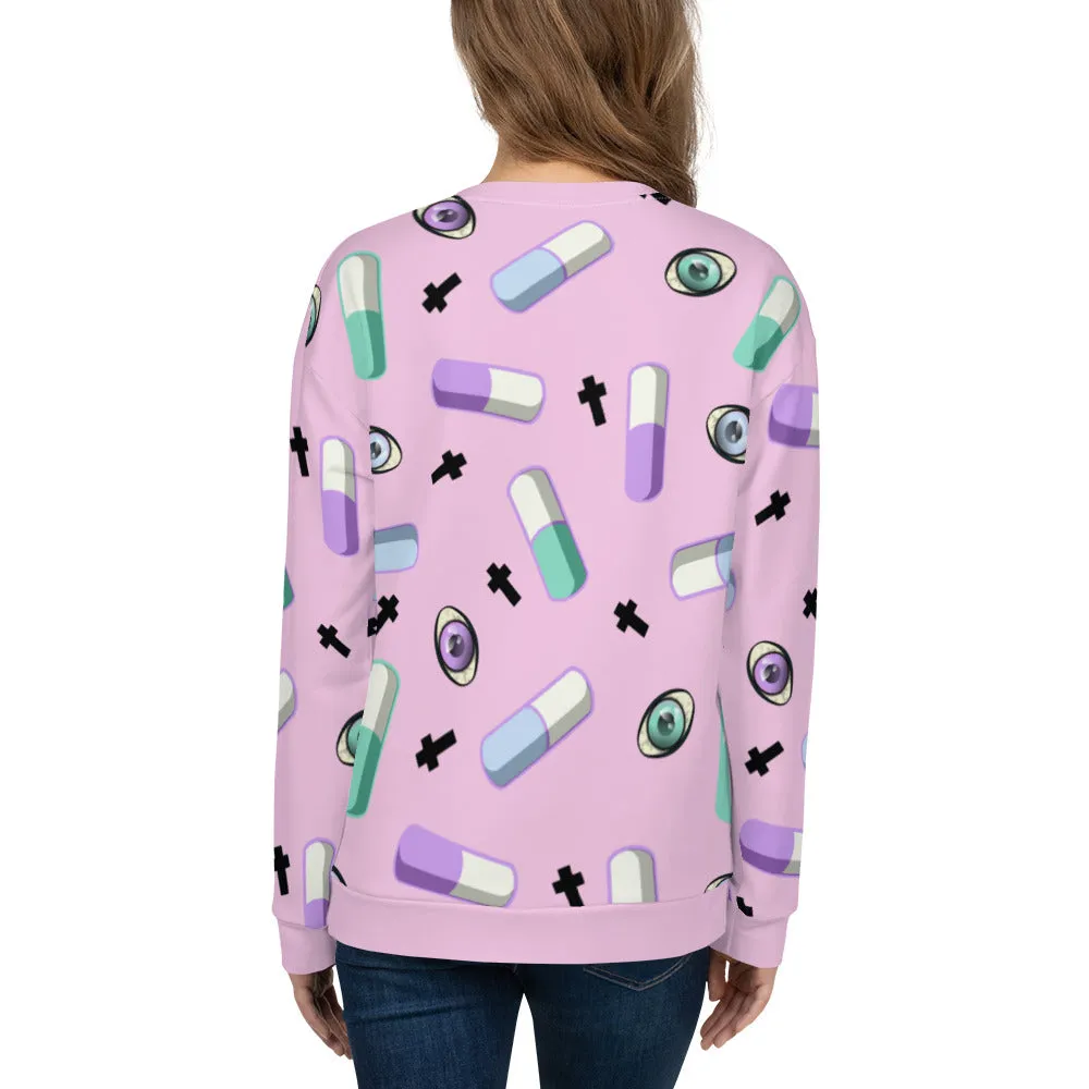 Unisex Sweatshirt, Menhera Kei Pills Pink