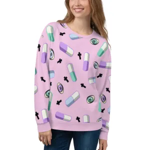 Unisex Sweatshirt, Menhera Kei Pills Pink