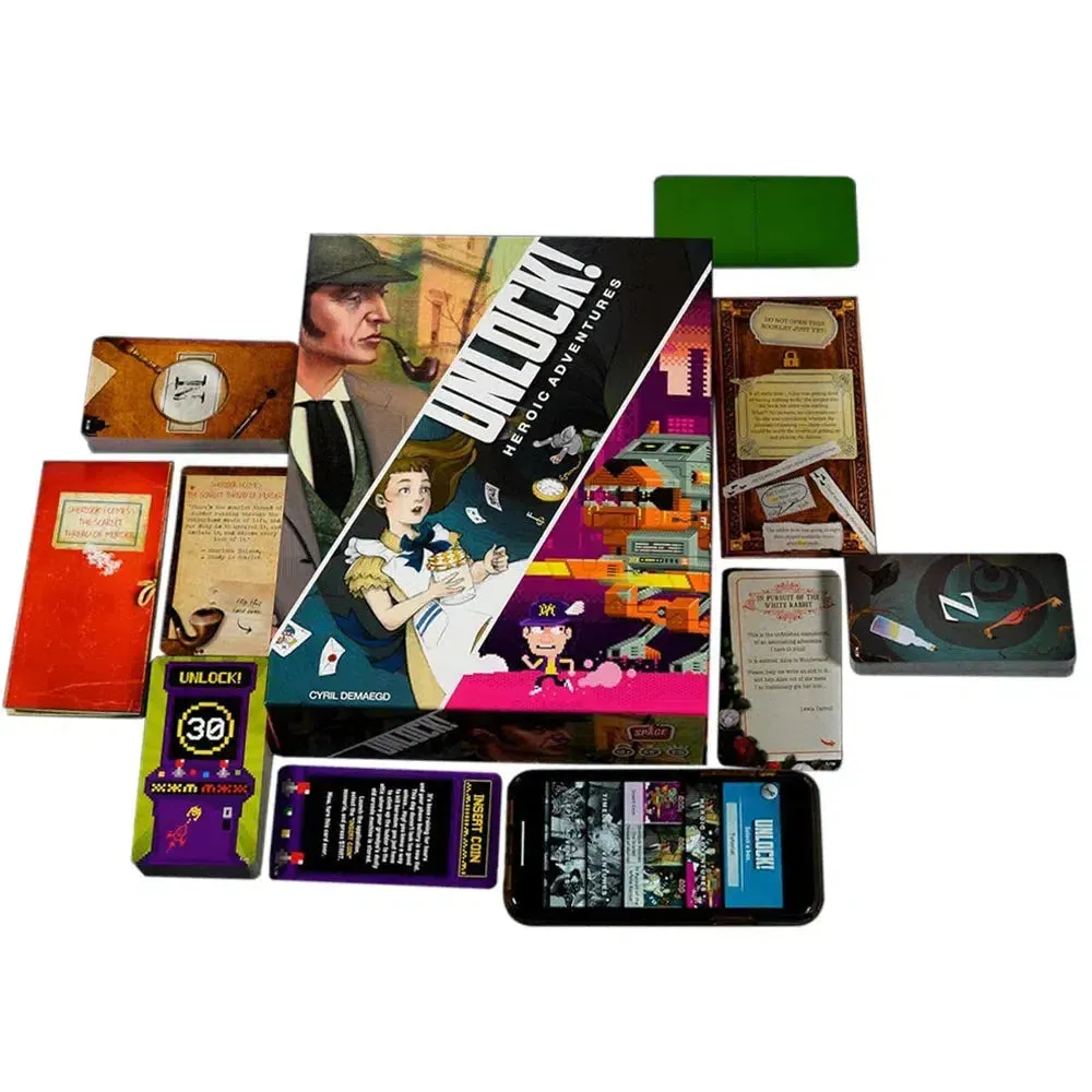 Unlock! Heroic Adventures - Cooperative Escape Room Board Game for Family, and Adults (1-6 Players, Ages 10 ) - Space Cowboys