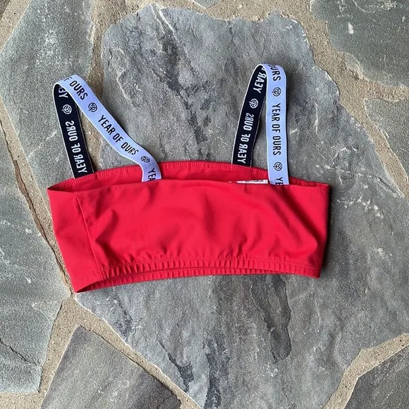 UO-Year Of Ours Kimberly Logo Band Sports Bra-Red
